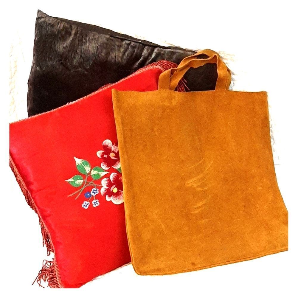 1970s Vintage Mustard Yellow All Suede Totebag